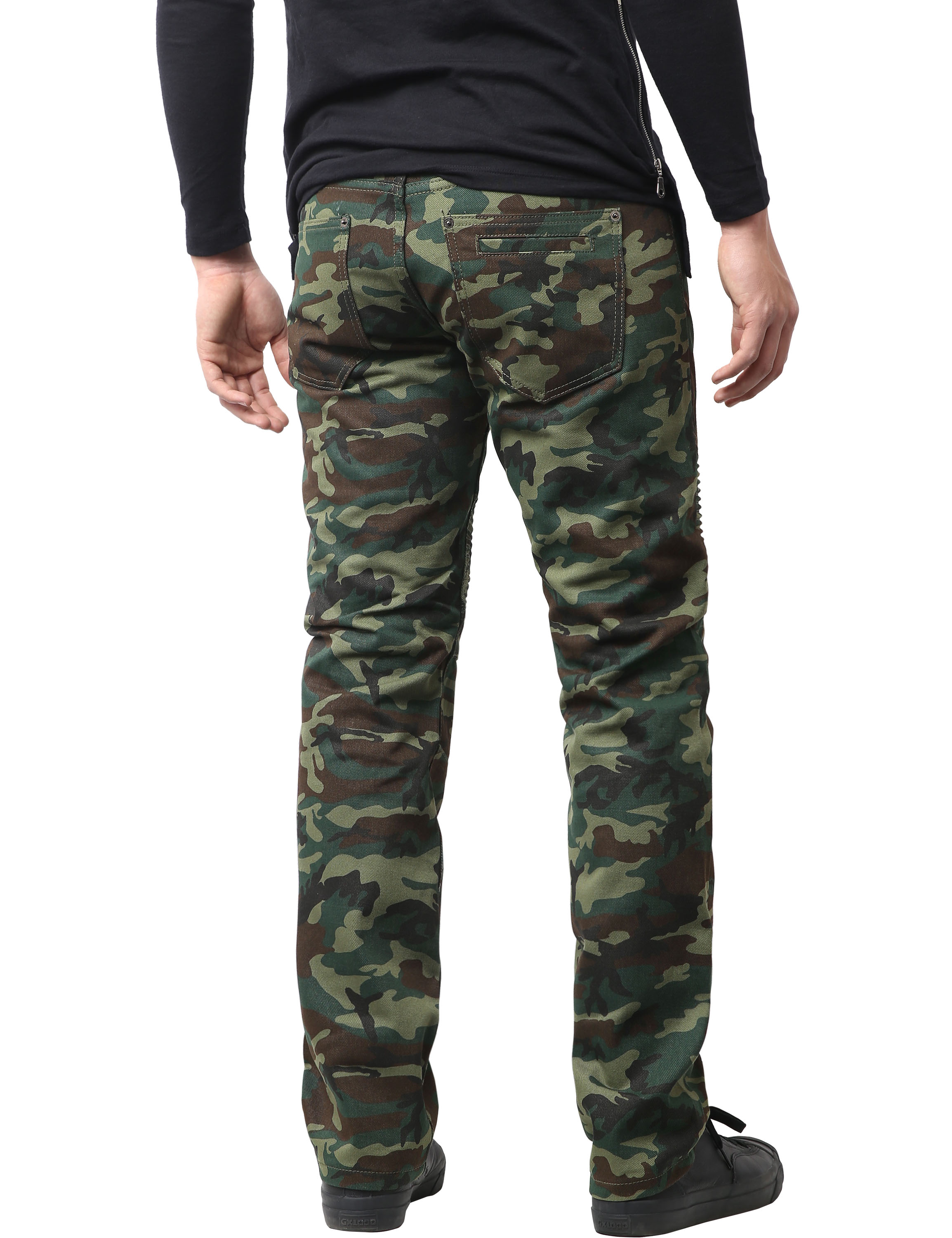 Ma Croix Mens Biker Jeans Slim Straight Fit Denim Distressed Zipper Pants - image 4 of 6