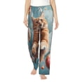 thumbnail image 2 of Lsque Floating Cat And Donuts Print Women's Pajama Pants, Lounge Pant - Comfortable Home Wear,Elastic Waistband, Stylish Design-Small, 2 of 9