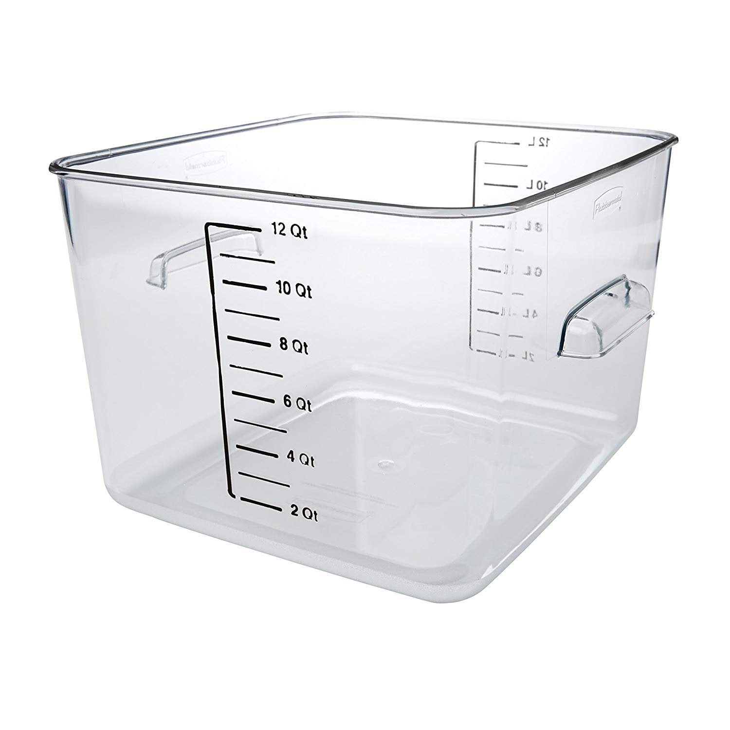 Rubbermaid Commercial Products Plastic Space Saving Square Food Storage Container for Kitchen/Sous Vide/Food Prep, 6 Quart, Clear (Fg630600Clr)