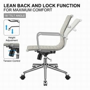 LUXMOD Gray Office Chair Adjustable Swivel Chair in Durable Vegan Leather, Mid Back Office Chair with Armrest, Ergonomic Desk Chair for Extra Back & Lumbar Support, Modern Executive Chair Gray
