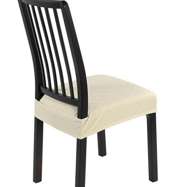 Fundas Estirables para Asiento de Silla de Comedor Set de 4 Beige