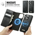 thumbnail image 3 of CaseMe Cartera for iPhone 12 Compatible con Magsafe, 2 en 1 de Piel Sintética [Bloqueo RFID] Soporte para Tarjeta con Tapa a Prueba de Golpes Cubierta Magnética Desmontable for iPhone 12 6.1", Negro, 3 of 10