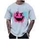 thumbnail image 2 of Blusas y camisas de manga corta con cuello redondo para hombre, blusas casuales de verano a la moda con cuello redondo y estampado para hombre., 2 of 4