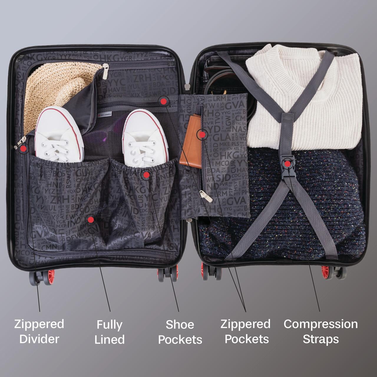 Air Canada Radius Hardside Luggage Set: 28 Inch Large Suitcase & Carry-On Luggage, 2 Pieces Suitcase Set with Wheels