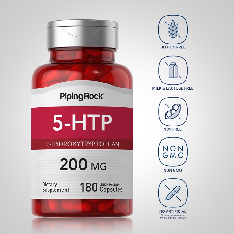 5-HTP 200 mg | 180 Capsules | 5-Hydroxytryptophan Supplement