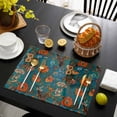 thumbnail image 3 of Orange Green Spring Floral Placemats Set of 8, Vintage Botanical Summer Flower Placemats for Dining Table, Place Mats for Kitchen Tabletop, Waterproof Wipeable Dining Table Mats Set, 3 of 9