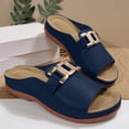 thumbnail image 6 of Xdegoge Women's Flat Slide Sandals Open Toe Summer Shoes Metal Buckle Slip On Casual Beach Vacation Comfortable Daily Walking Footwear, 6 of 7