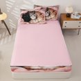 thumbnail image 4 of Manfei Cute Kitten Zipper Twin Comforter Sets with Fitted Sheet and 2 Pillowcases, Pet Animal Zipper Bedding Set, Pink, Pink Reversible, 4pcs, 4 of 7