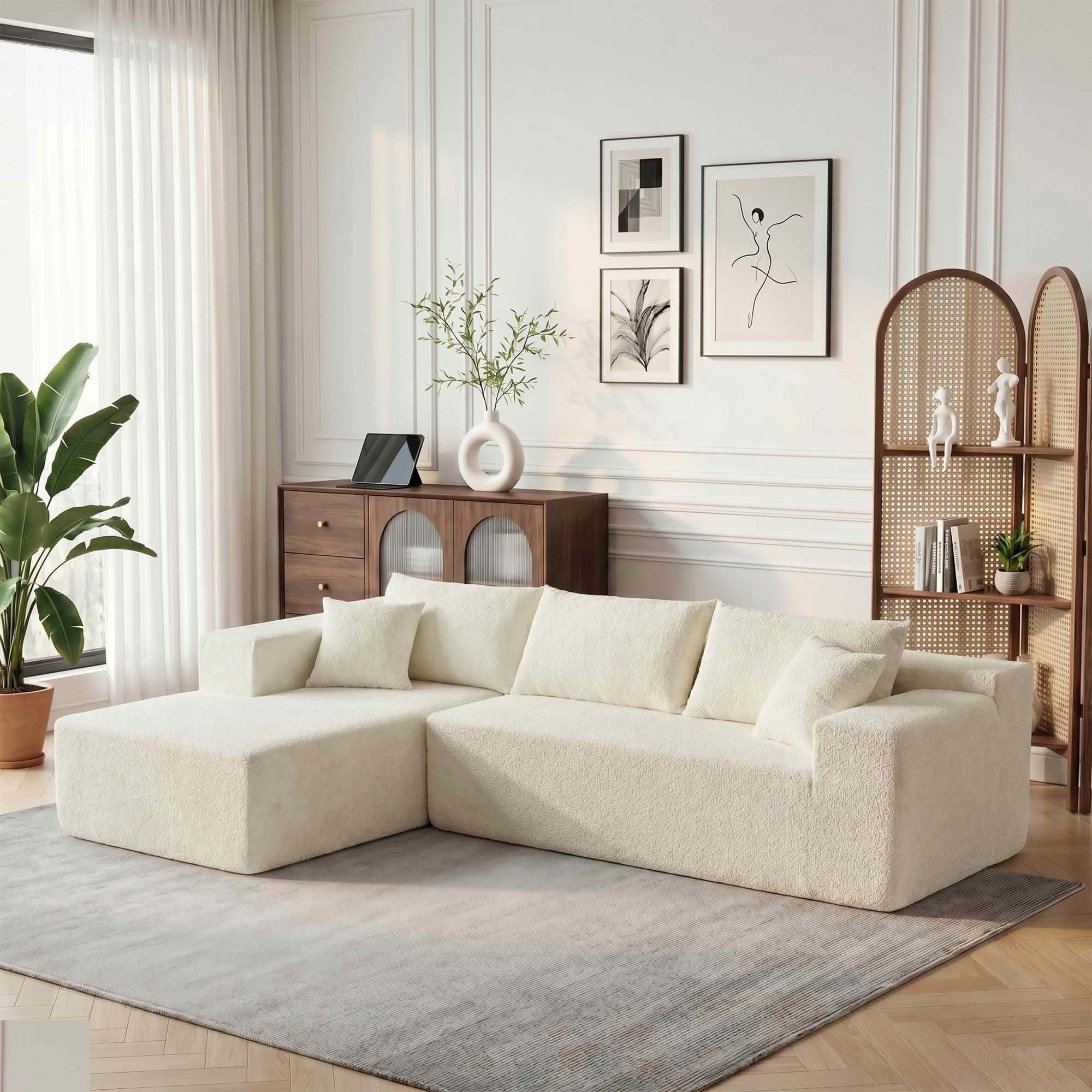 MAYEERTY 104" Cloud Sectional Couch with L-Shape Chaise, Modern Modular Sofa with Deep Seat, Upholstered Couches with Back Cushion for Living Room Bedroom, No Assembly Required