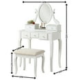 thumbnail image 7 of Vanity Table Set with 5 Drawers, Makeup Dressing Table w/Cushioned Stool, Girls Women Dressing Desk Set with Oval Mirror, Cherry, 7 of 7