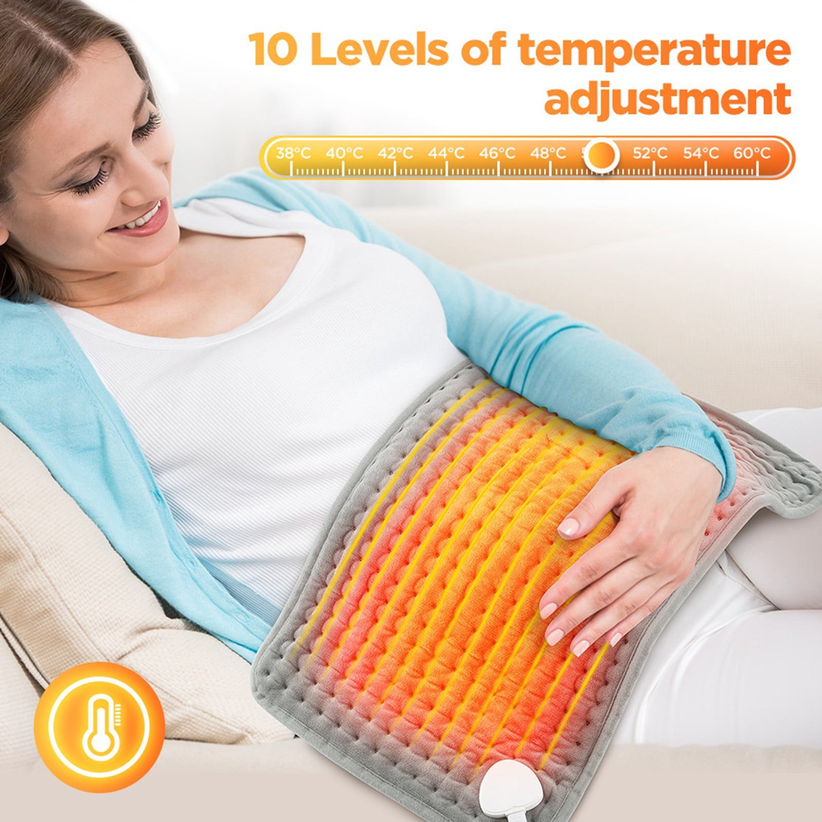 Electric Blanket - Foot, Back & Full-Body Warmer - 3-Speed Timer for Warming - 10-Level Temperature Adjustment Pain Relief Heated Pad Camping & Hiking Heating Thick Bed Blanket,Gray D