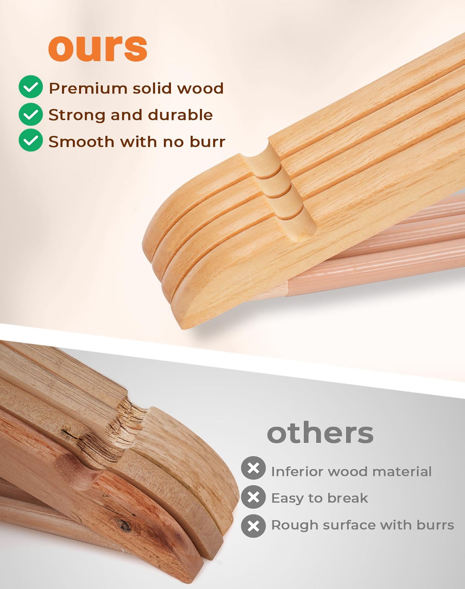 30-Pack Premium Non-Slip Wooden Hangers with 360° Swivel Hook - Heavy Duty, Space-Saving, and Wrinkle-Free for Shirts, Suits, Dresses, and Jackets