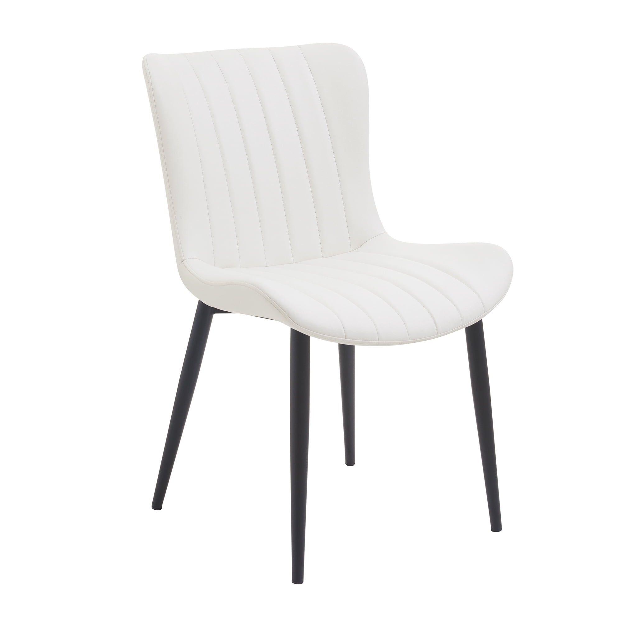 Euroco Modern Dining Chairs Set of 2, Accent Chairs with Curved Back and Iron Frame, Kitchen Side Chairs for Bedroom, Living Room,Dining Room,Cream White