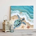 thumbnail image 5 of Summer Beach Canvas Wall Art, Sea Turtle Spray Starfish Scenery Coastal Framed Wall Decor Modern Artwork Prints Painting for Living Room, Bedroom, Kitchen & Cafe Decor 8x8 Inch, 5 of 9
