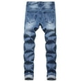 thumbnail image 2 of Cathalem Jeans for Men Regular Fit Men's Stacked Jeans Slim Fit Ripped Jeans Straight Denim Pants Hip Hop Trouser Streetwear(Blue,32), 2 of 4