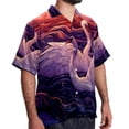 thumbnail image 2 of Swan Men's Short Sleeve Poplin Shirt, Casual Printed Button Down, Summer Beach Hawaiian Shirts, Unisex, 2 of 6