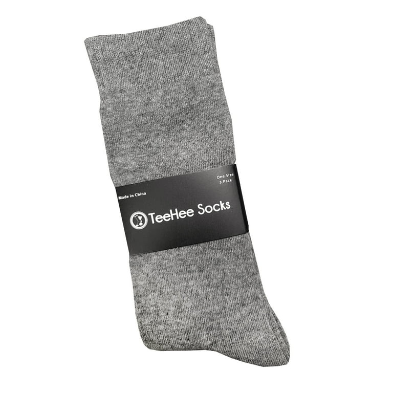 Cotton Crew Socks For Women Gray 3 PAIRS Size 9-11