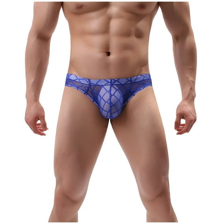 

Mens Underwear Boxer Briefs New High-Profile Low-Waist Underwear Rhombus Mesh Perspective Underwear