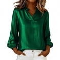 thumbnail image 3 of Women's Lace Collar V Neck Long Sleeve Solid Color Hot Stamping Top Blouse Shirt Elegant Party Cocktail Night Out Holiday Gift | CSEONE,Green XL, 3 of 9