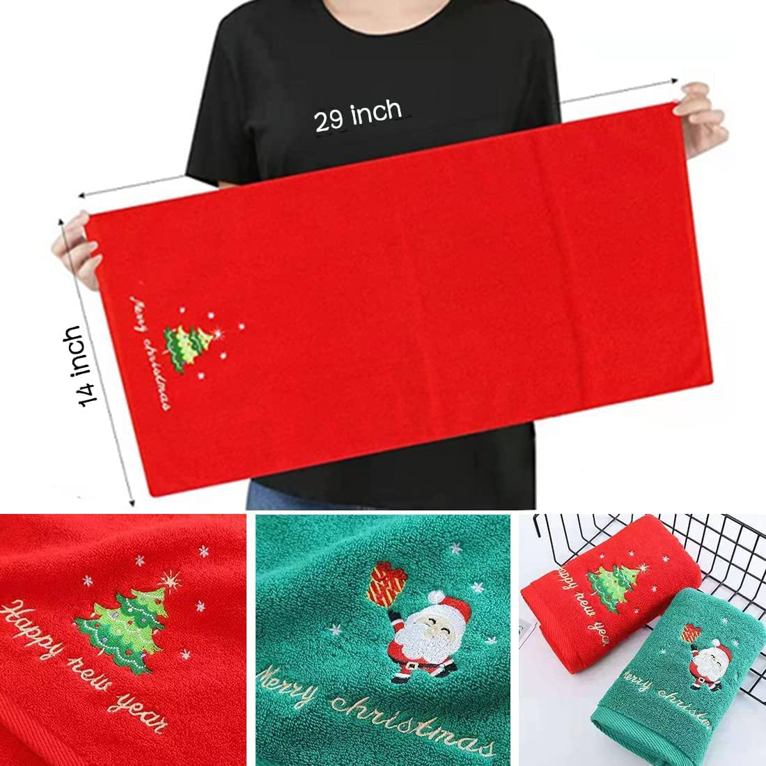 Sawpy Christmas Hand Towels 100% Cotton, Hand Towels for Bathroom