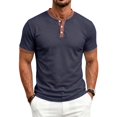 thumbnail image 2 of IhhxPro Big and Tall Men's Short Sleeve Henley T-Shirt with Button Detail Contrast Collar Casual Cotton Slim Fit Everyday Wear Summer Top S-3XL, 2 of 7