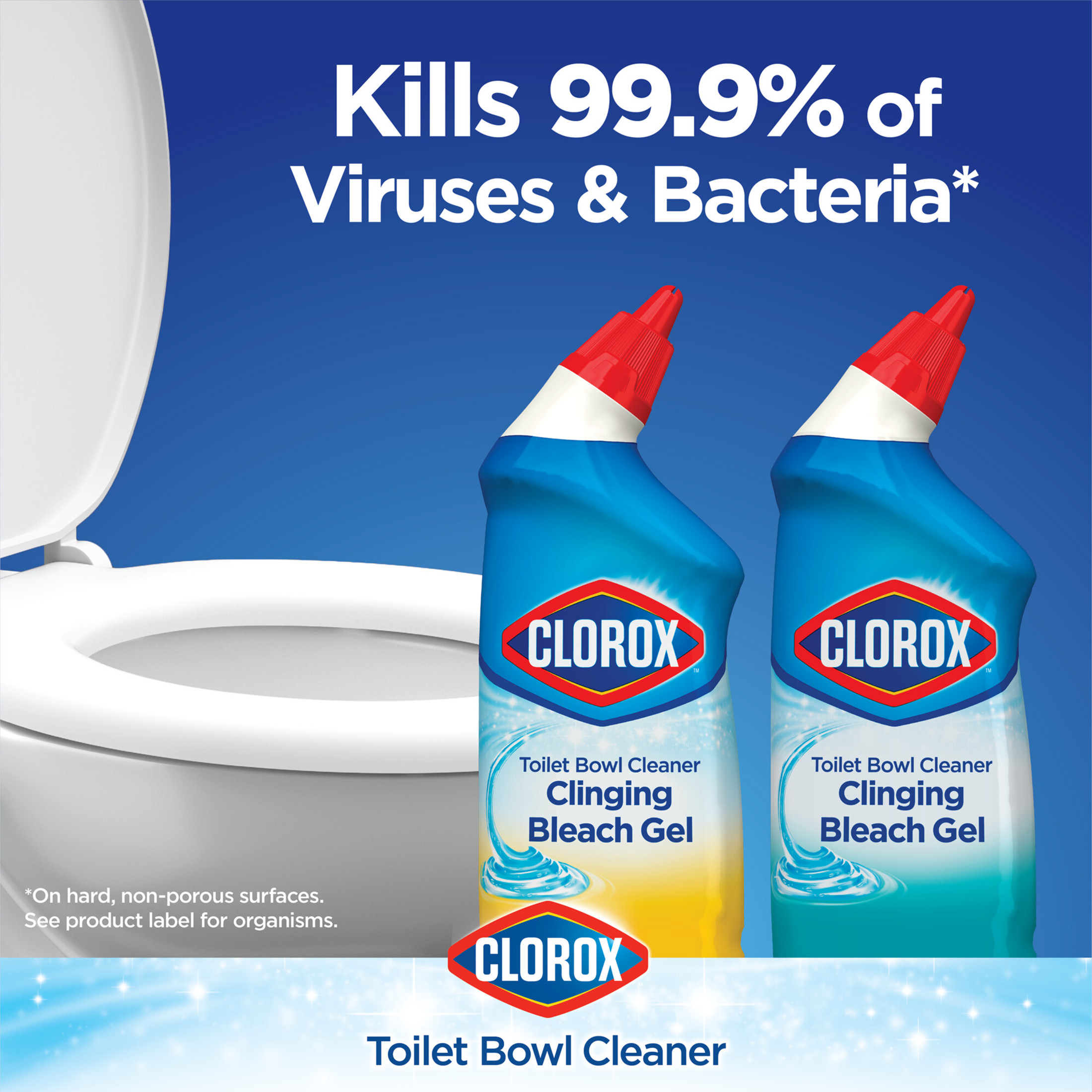 Clorox Toilet Bowl Cleaner Clinging Bleach Gel, Ocean Mist, 24 fl oz, 2 Pack - image 3 of 10