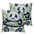 thumbnail image 2 of JRXY Smiles Panda Throw Pillow Covers Funny Cute Bears Hang Branch Bamboo Cushion Cover Comfortable Soft Breathable Home Decor Pillowcase,2 Pcs White, 2 of 6
