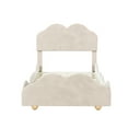 thumbnail image 4 of Clipeyh Twin Cloud Shaped Headboard Pine Wood MDF Velvet Platform Bed, Beige, 4 of 8