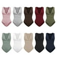 thumbnail image 3 of Fashion Thread Vest Solid Color Button Sleeveless Jumpsuit Bodysuit Bottoming, 3 of 6