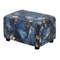 Xoenoiee Butterfly Flower Print Rectangular Ottoman Cover Storage Ottoman Slipcover Stretch Footrest Stool Covers Breathable Furniture Protectors Spandex Jacquard Fabric, L