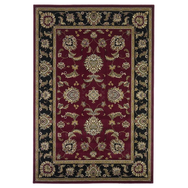 Tapis Rond de 7'7" en Polypropylène Rouge/noir