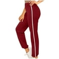 thumbnail image 3 of Fartey Women's Side Striped Sweatpants High Waisted Joggers Pants with Pockets Lightweight Yoga Pant Lounge Workout Trousers Wine XXXL, 3 of 6