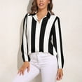thumbnail image 3 of Black And White Vertical Stripes Long Sleeve Blouse Woman Streetwear Casual Shirts Summer Oversize Woman Streetwear Clothing Birthday Present, 3 of 7