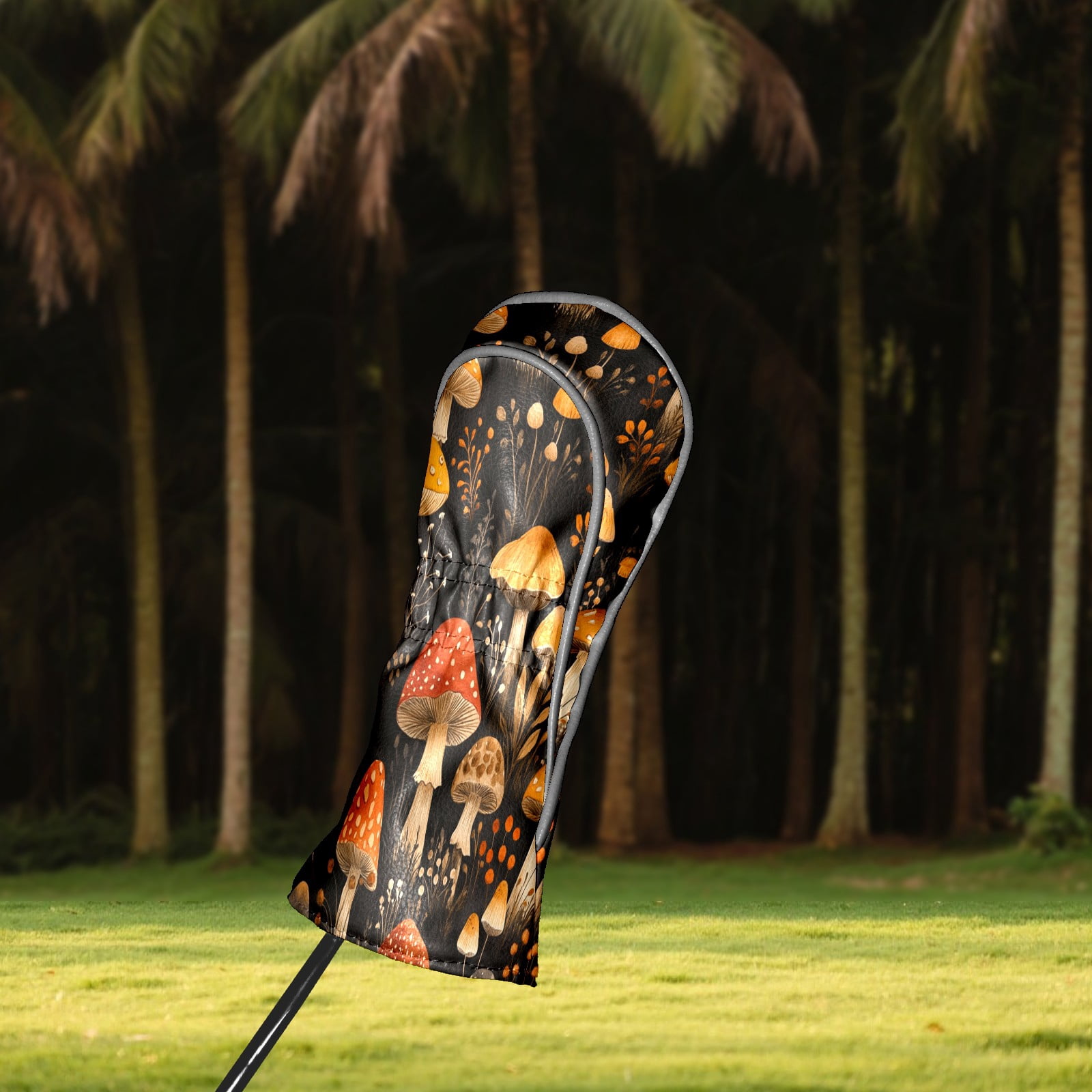 Golf Club Covers PU Leather Waterproof Head Covers for Fairway Woods Hybrids Cute Mushrooms Unisex Fits Most Brands