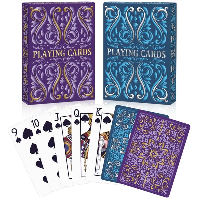 Cartas de juego Wkchxd, paquete de 2 barajas azul marino y morada
