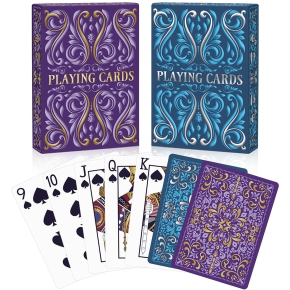 Cartas de juego Wkchxd, paquete de 2 barajas azul marino y morada