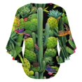 thumbnail image 6 of Vibrant Desert Cactus Floral Print Women's V-Neck Blouse With 3/4 Ruffled Bell Sleeves Casual Top Ladies Blouses, 6 of 7