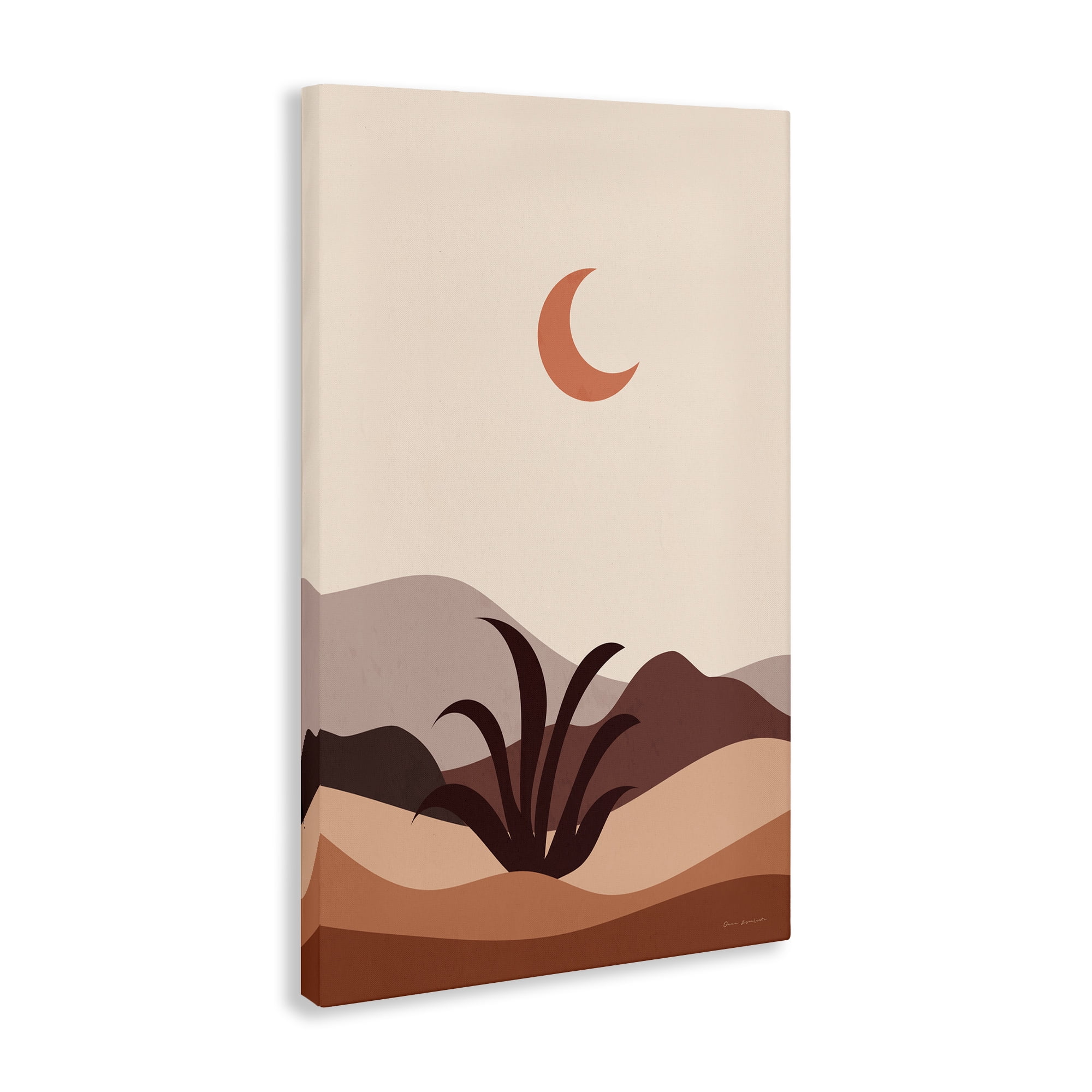 Stupell Industries Moon Over Desert Scene Landscape & Nature Painting Wrapped Canvas Art Print Wall Art, 24 x 36