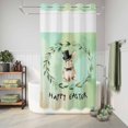 thumbnail image 6 of No Hook Shower Curtain, Teal Green Easter Shower Curtains for Bathroom with See Through Top Window, Spring Bunny Eucalyptus Leaves Waterproof & Washable Bath Curtain Narrow 54"x78", 6 of 9