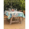 thumbnail image 3 of Outdoor Tablecloths with Umbrella Hole & Zipper, Beige Coastal 54x80 Inch Tablecloth Rectangle, Summer Nautical Beach Coral Starfish Waterproof Table Cloth, Patio/Pool/Picnic Table Covers, 3 of 8