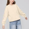 thumbnail image 4 of Miluxas Girl's Cute Bow Sweatshirt Long Sleeve Pullover Tops Spring Fall Clothes Beige 9-10 Years, 4 of 6