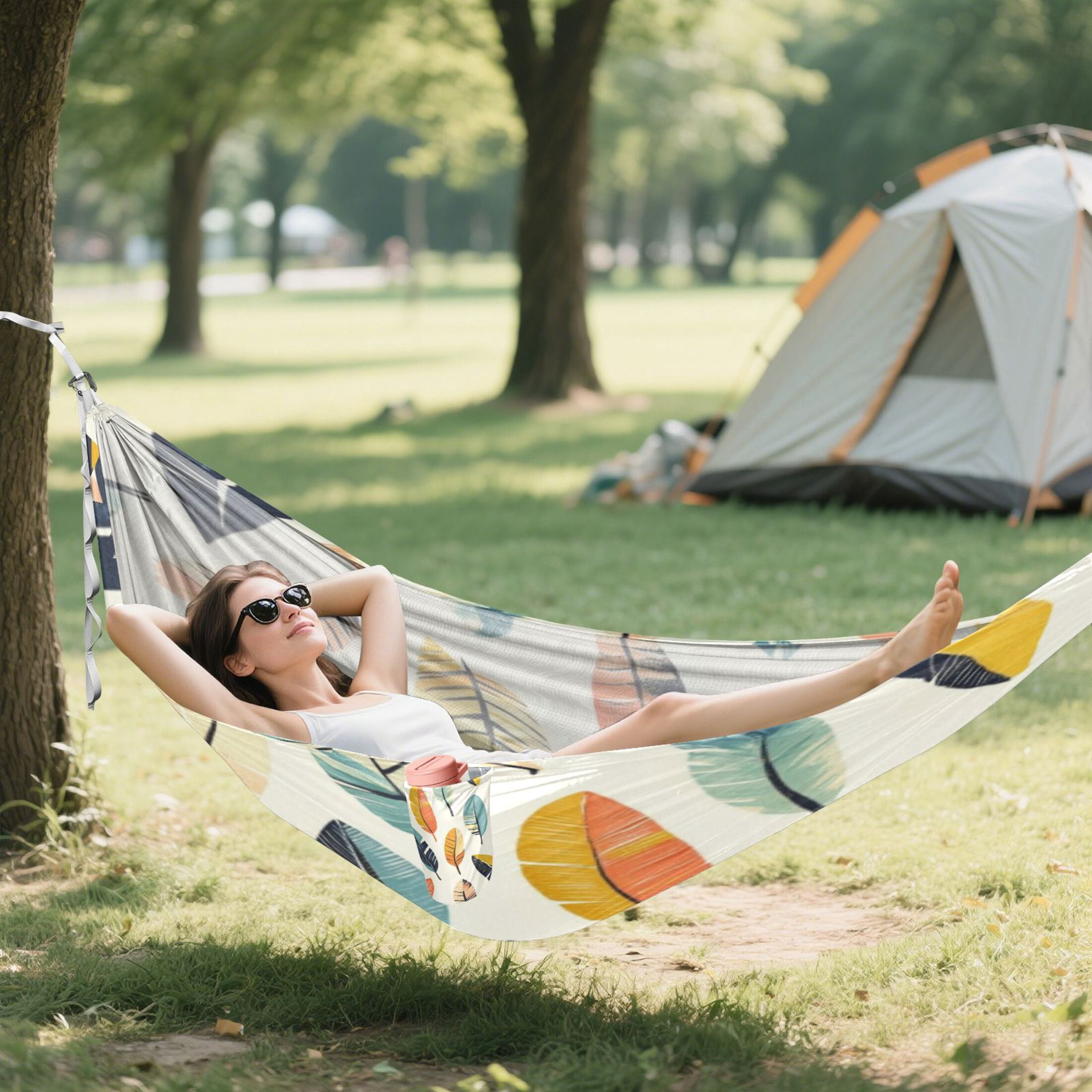 Hammock Camping Hammock Nylon Portable Hammock Travel Camping Hammock Colorful Feather
