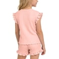 thumbnail image 3 of OGLCCG Girls 2 Piece Outfits Summer Ruffle Short Sleeve T-Shirts and Shorts Sets Ice Silk Sport Suits 1-10 Years, 3 of 7