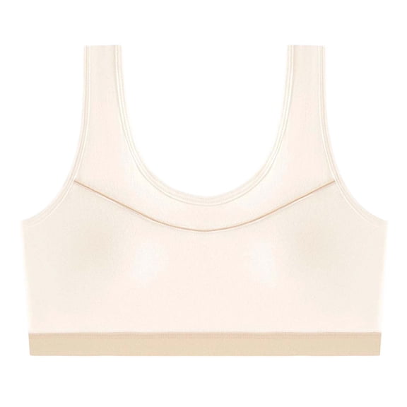 IVEYRTF Girls First Training Bra Breathable Comfort Light Support School Activities Wire Free Design Bralette Starter Undergarment(Beige,14-15 Years)