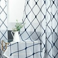 thumbnail image 7 of Topfinel White Sheer Curtains 90 inch Long Geometric Navy Embroidered Diamond Grommet Window Curtains for Living Room Bedroom,Tulle Window Drapes, Light Weight Soft Boho Curtains,54x90 inch,2 Panels, 7 of 7