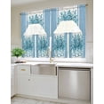 thumbnail image 4 of Eucalyptus Aqua Kitchen Curtains Swag Valance and Tier Curtains Set 24 Inch Length, Stripes Bottle Flower Cactus Plant Rod Pocket Drape Panels Pair Swag Curtains for Bathroom/Cafe/Window, 4 of 6