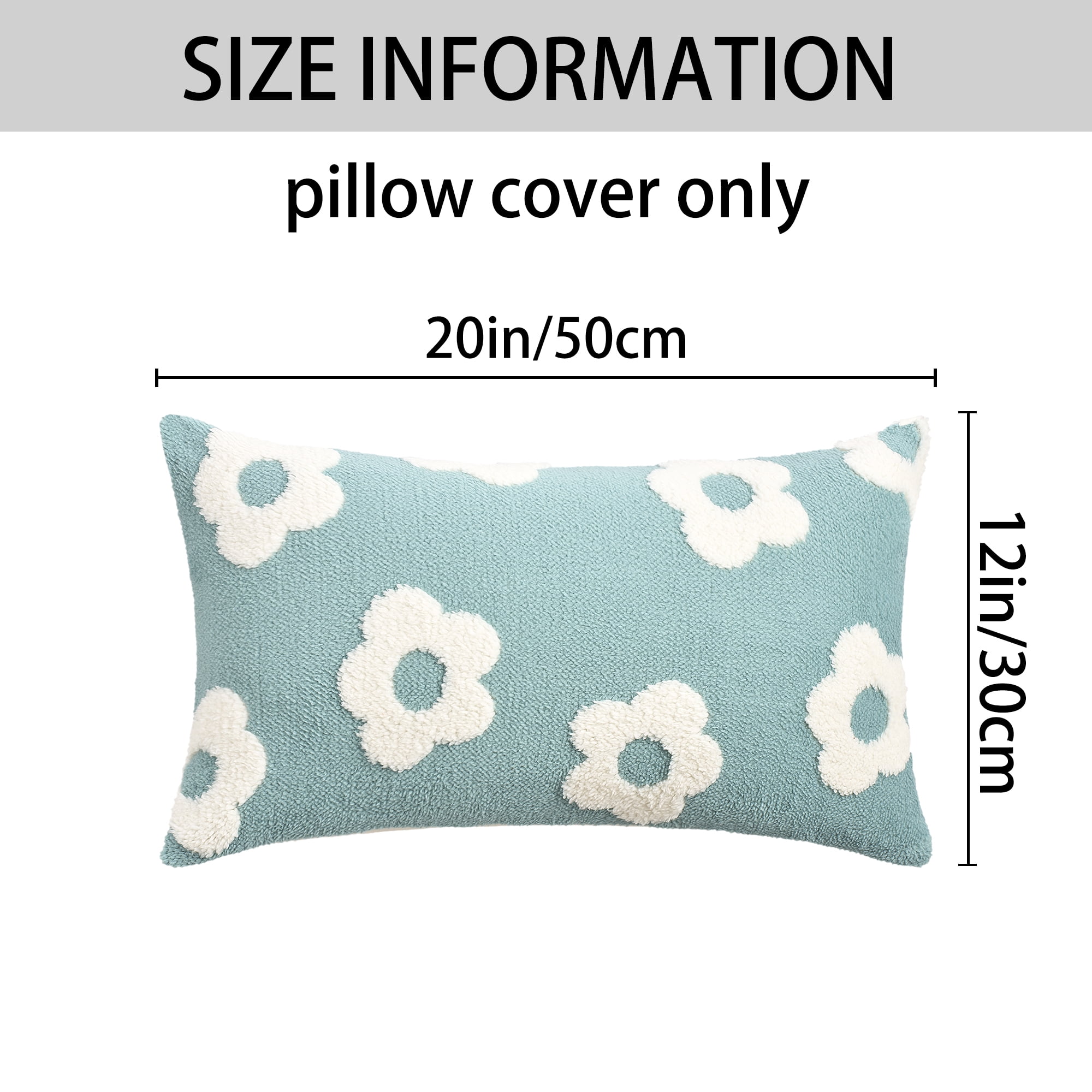 Unique Bargains Pack of 2 Floral Decorative Throw Pillow Covers for Home 20" x 12" Blue