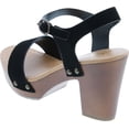 thumbnail image 3 of Soda CHIVAS ~ Women's Bold Buckles Studded Wedge Sandal, 3 of 7