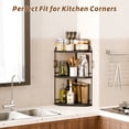 thumbnail image 3 of Corner Bathroom Counter Organizer, 3-Tier Wood Countertop Organizer for Perfume, Makeup Storage, Skincare Organizers for Vanity, Counter Corner Shelf for Kitchen, Bathroom, Dresser (black), 3 of 7