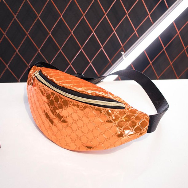 Bolsa Bolso de pecho de cuero brillante para mujer, bandolera de hombro tipo Fanny informal (naranja) Tmvgtek Para estrenar